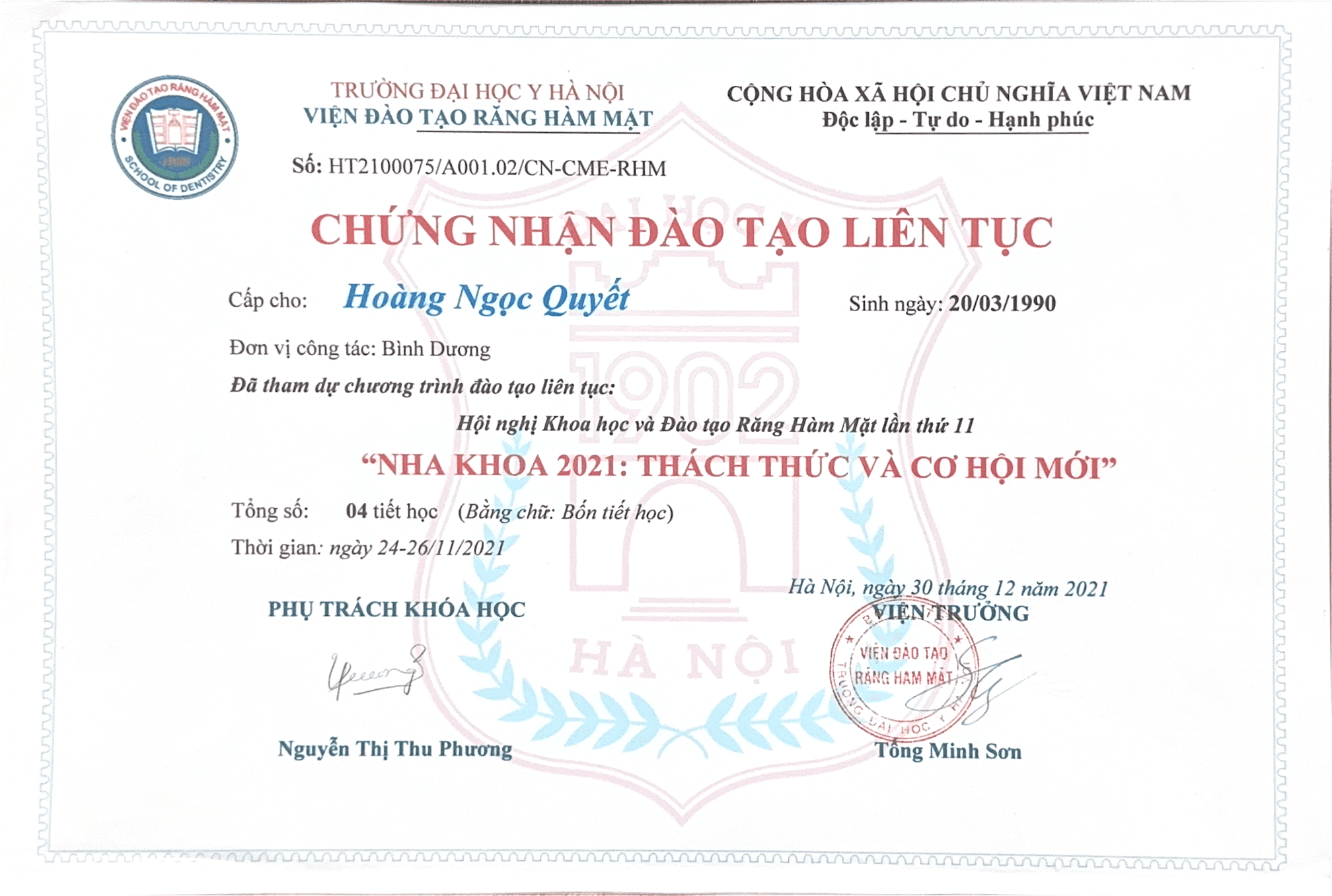 Chứng chỉ 29