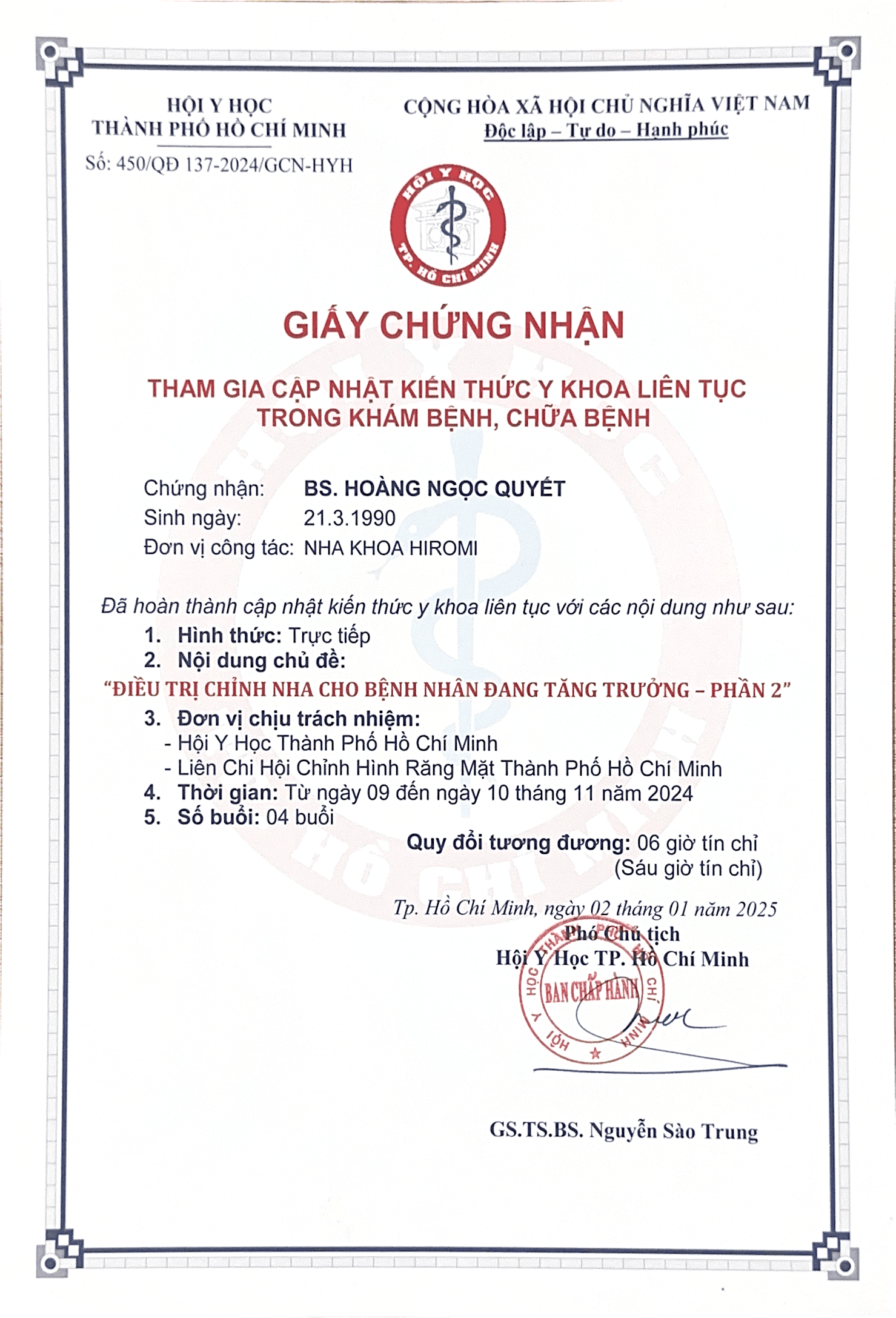 Chứng chỉ 20