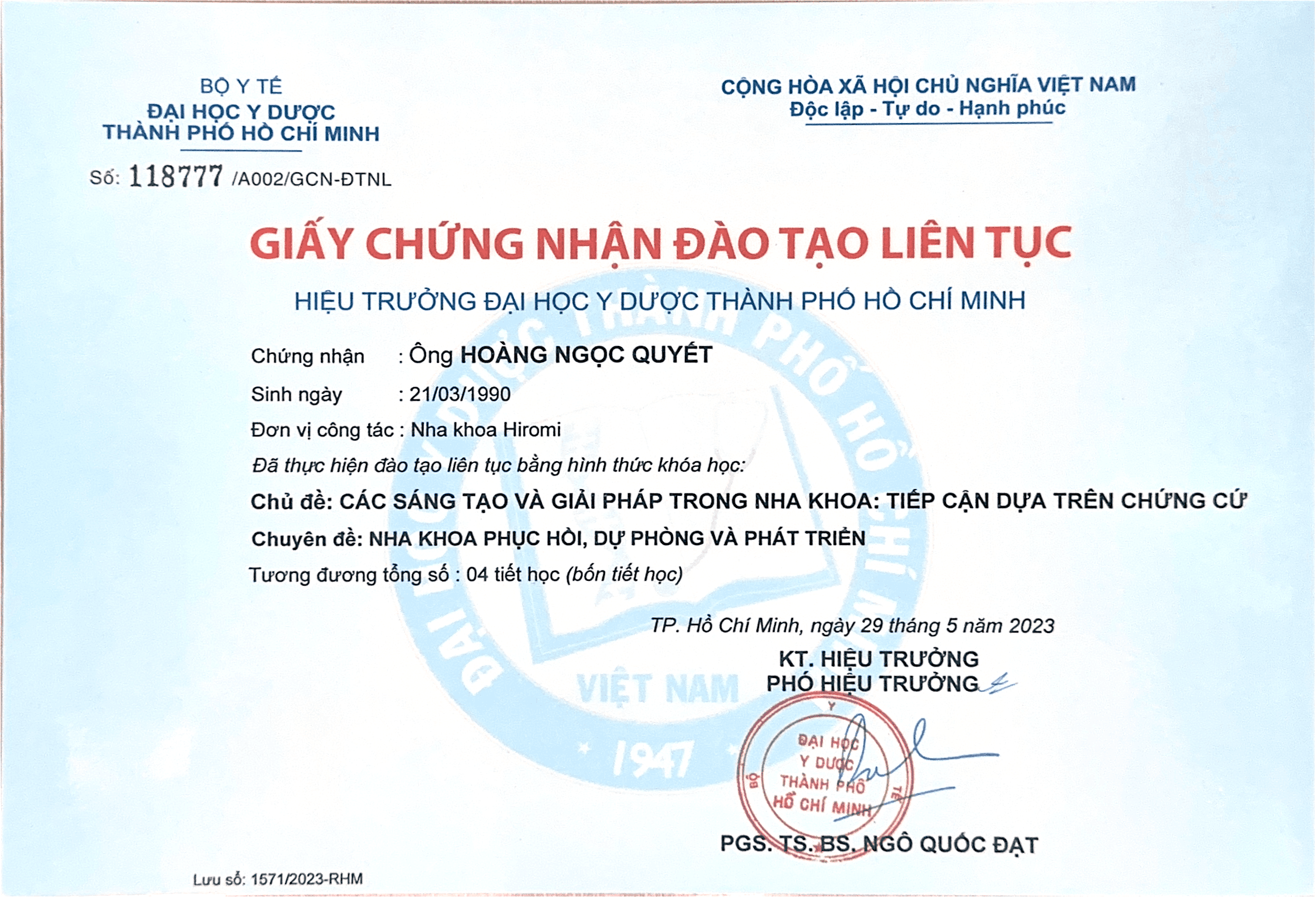 Chứng chỉ 9