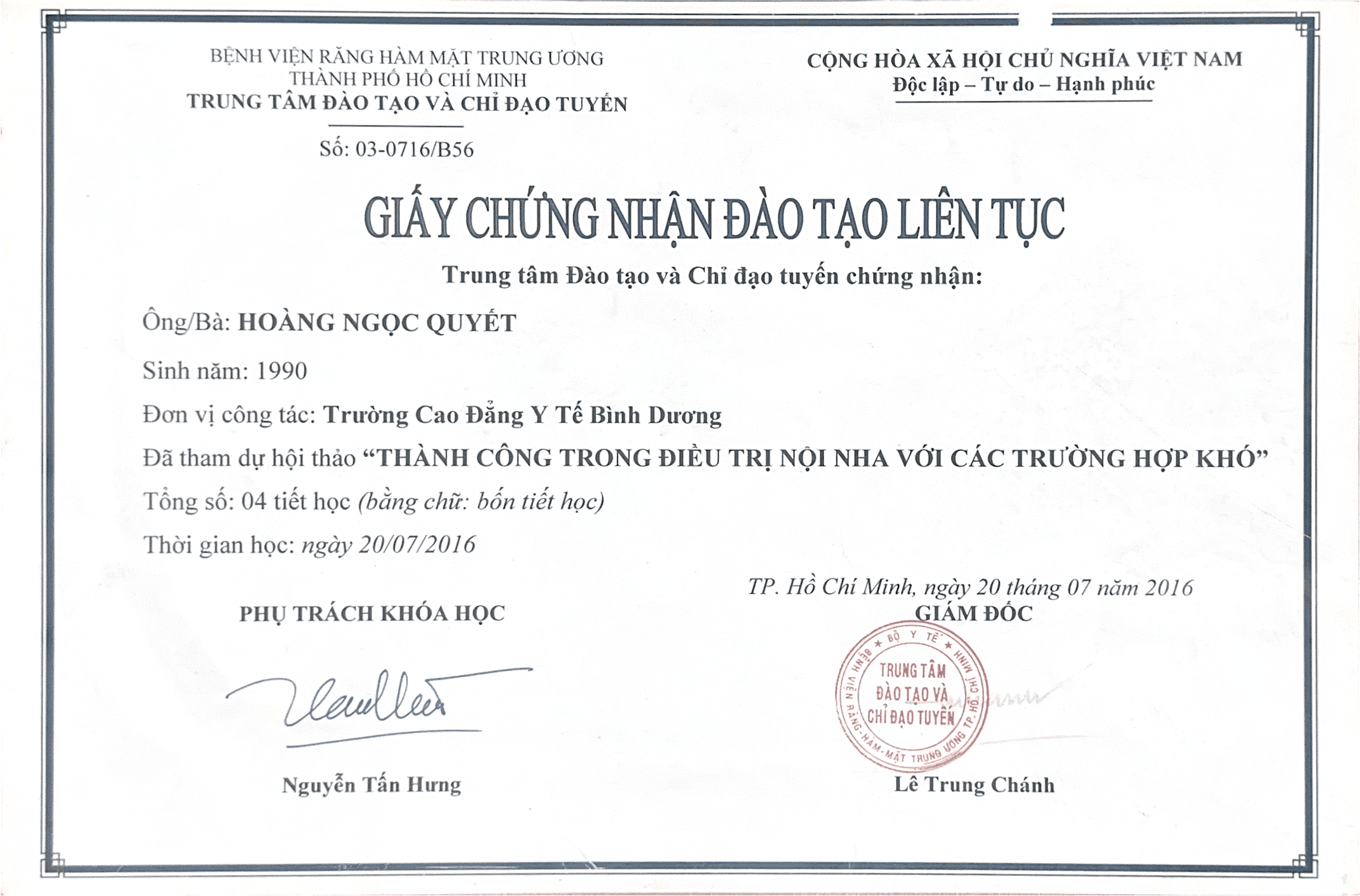 Chứng chỉ 3